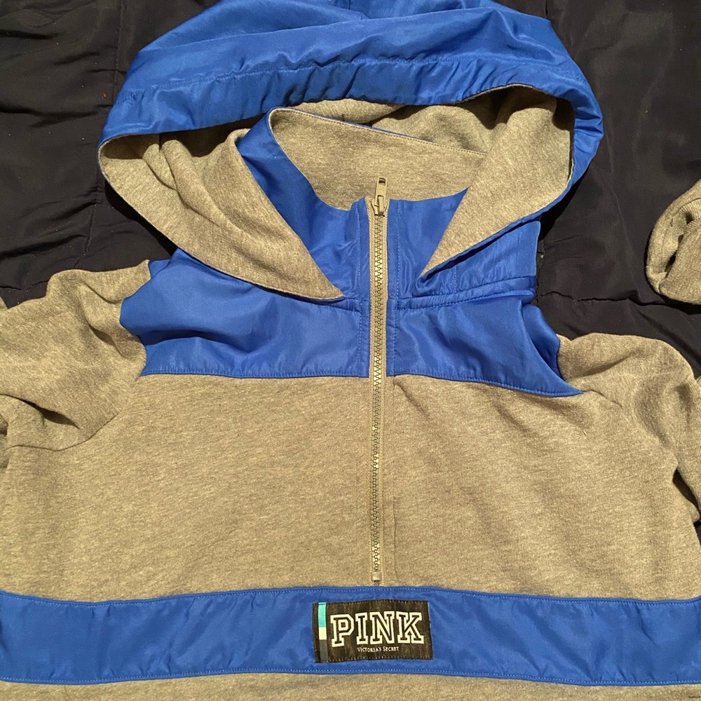 Pink half zip with hood